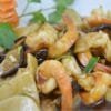 093.Gambas Con Setas Chinas Y Bambú